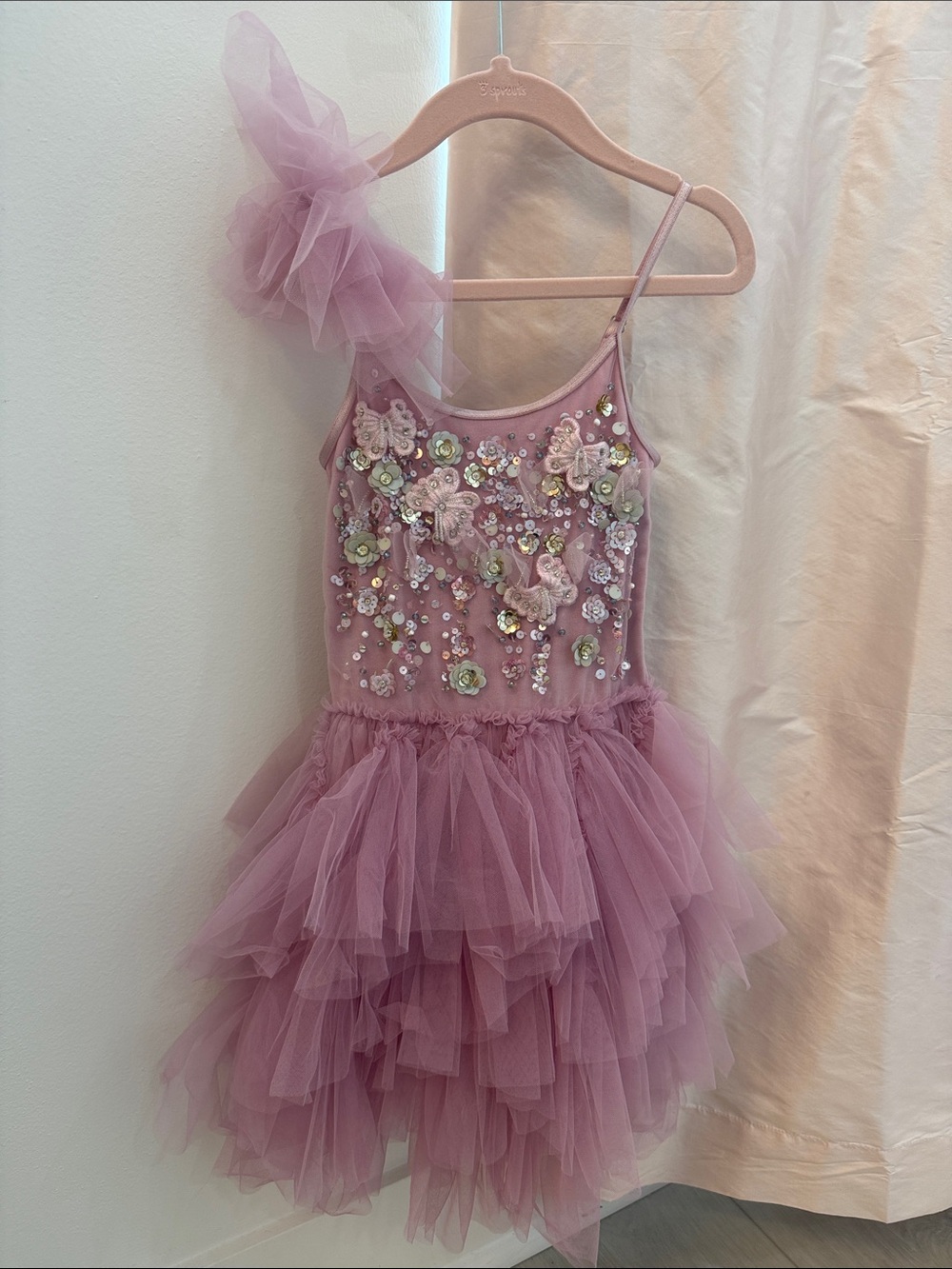 Tutu Du Monde Mauve Pink Tulle Floral Sequin Party Dress